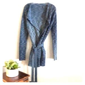 Blue knit cardigan wrap